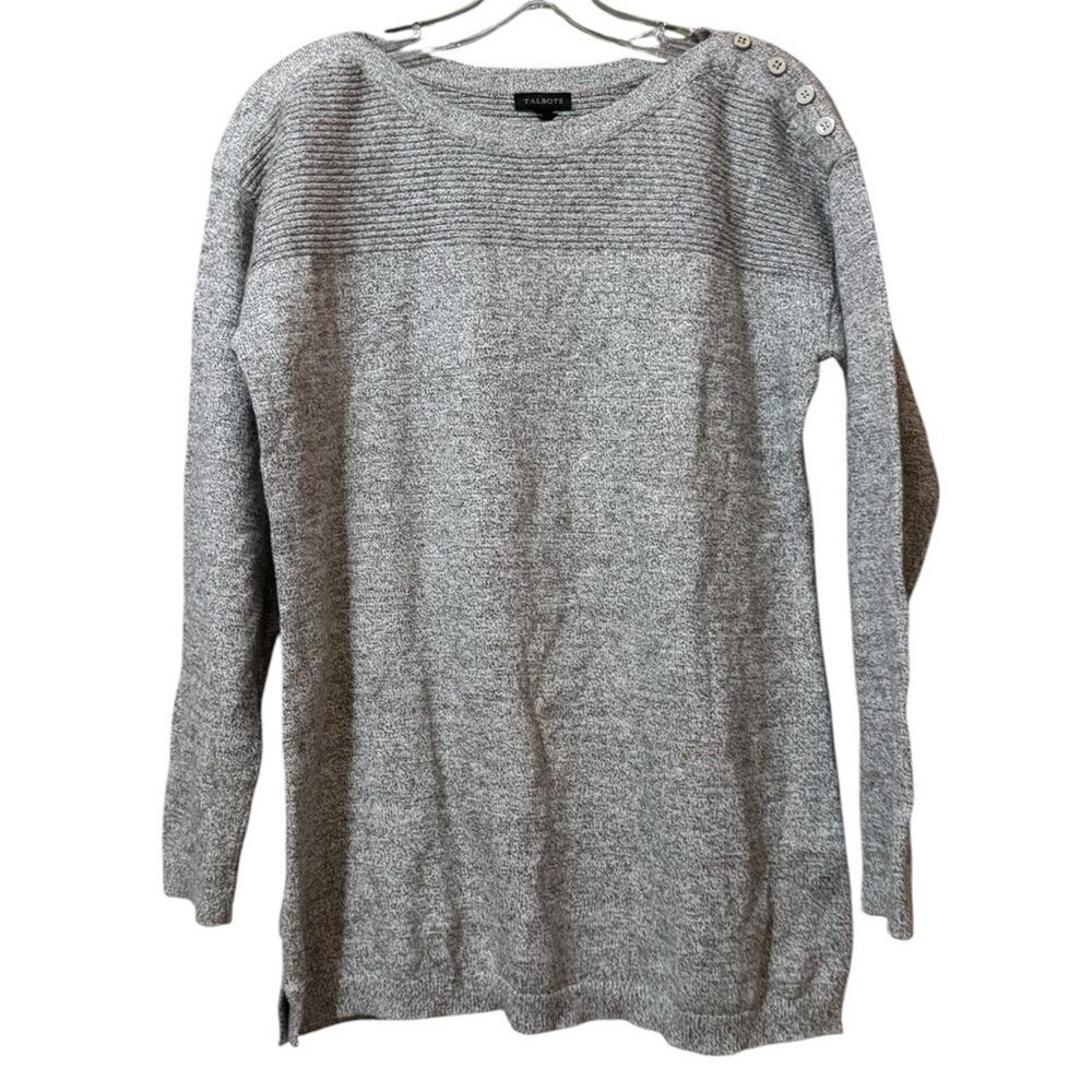 Talbots Women Size Small Knit Sweater Shoulder Buttons Side Slits Casual Office